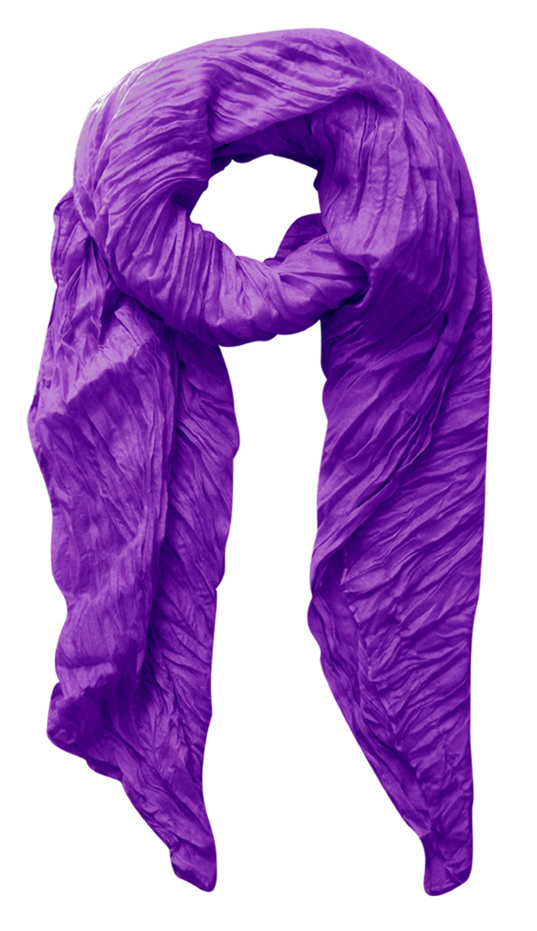 Peach Couture Solid Colorful Soft Crinkled Lightweight Versatile Cover Up Shawl Wrap Scarf Purple