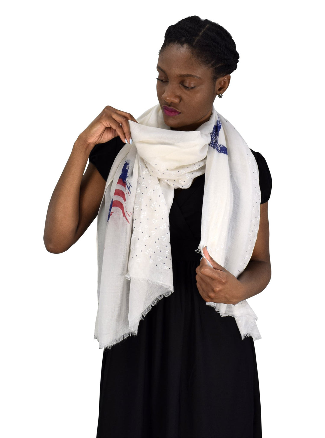 Peach Couture Nautical Anchor and Dainty Heart Print Light weight Summer Scarf Ivory