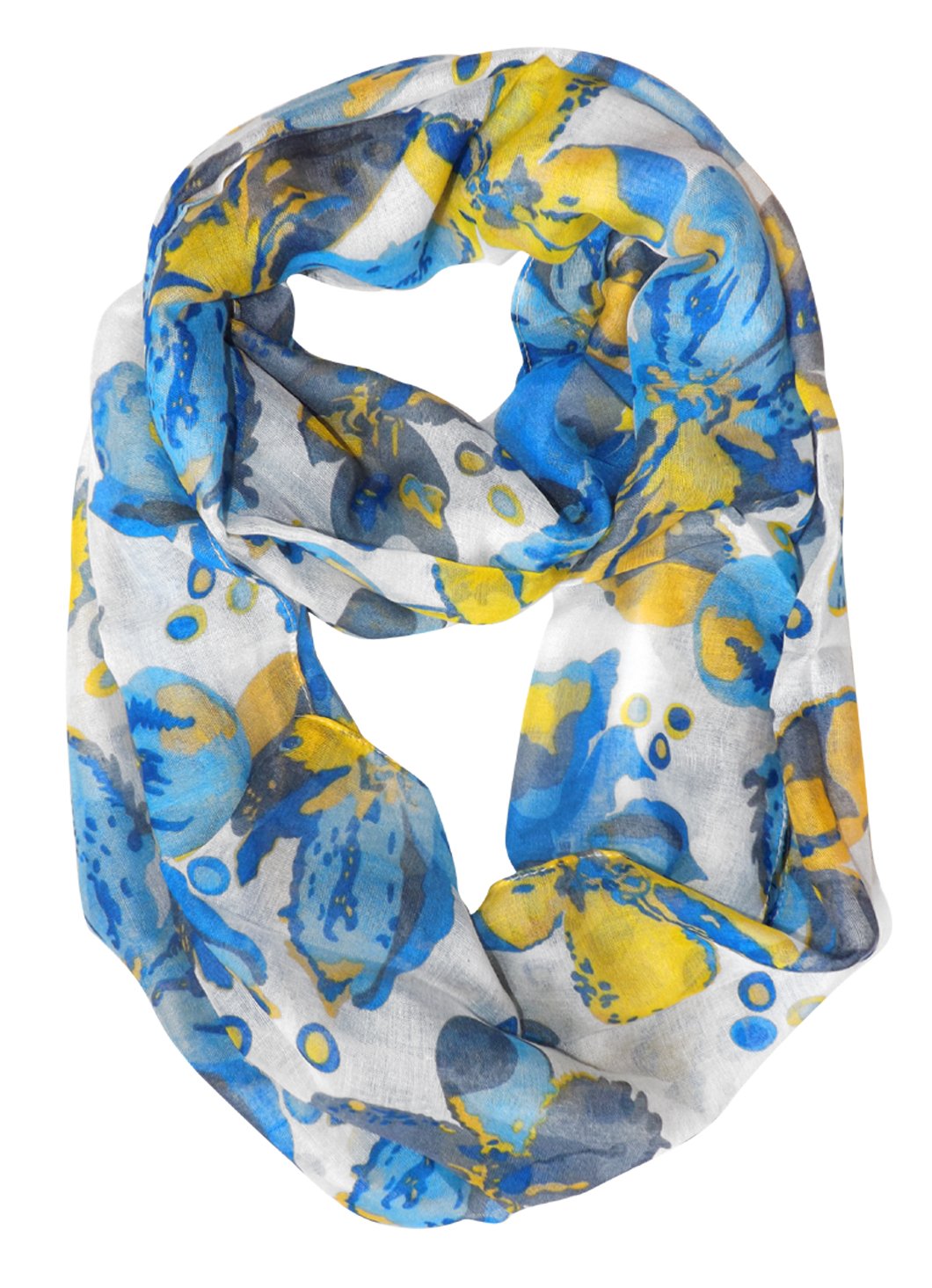Peach Couture Paint The Town Red Cherry Blossom Floral Print Infinity loop Scarves White