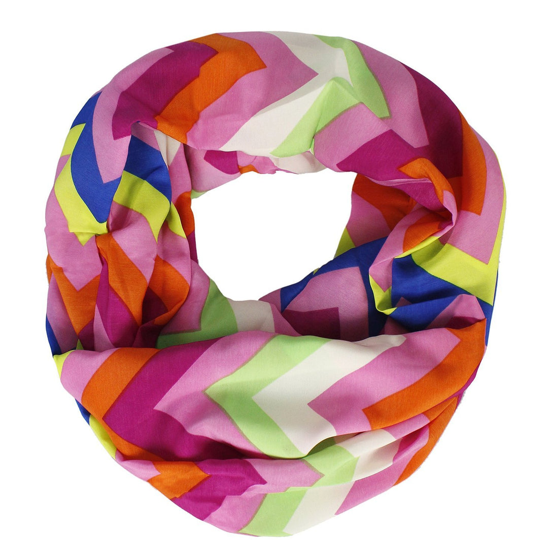 Peach Couture Summer Fashion Colorful Chevron Infinity Loop Skinny Scarves Pink