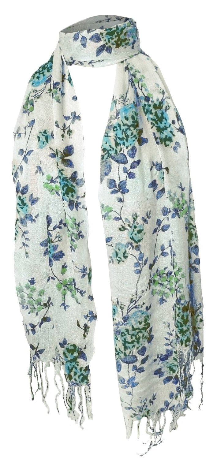 Peach Couture Vintage Inspired Floral Print Pashminas (Blue)