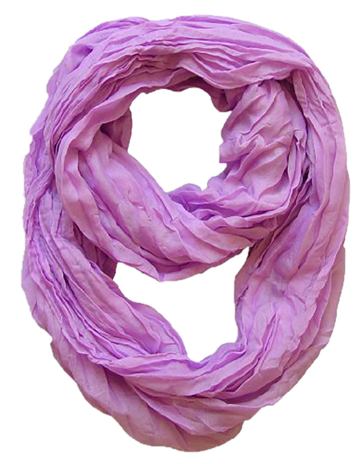 Solid Colors Neon Light Crinkled Infinity Loop Scarf (Lavender)