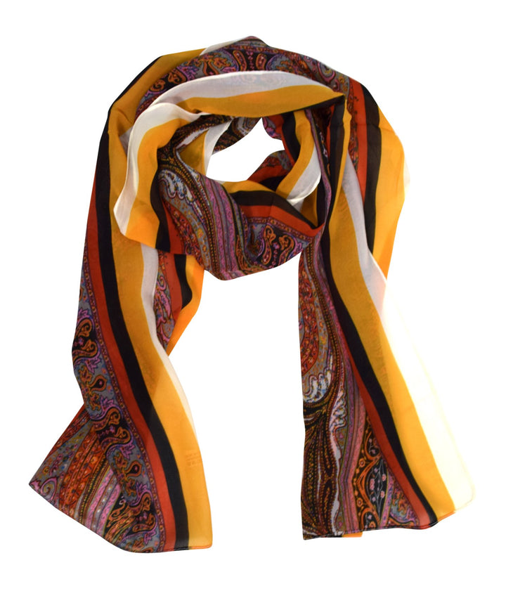 Summer Fashion Sheer Lightweight Paisley Stole Skinny Scarf Orange