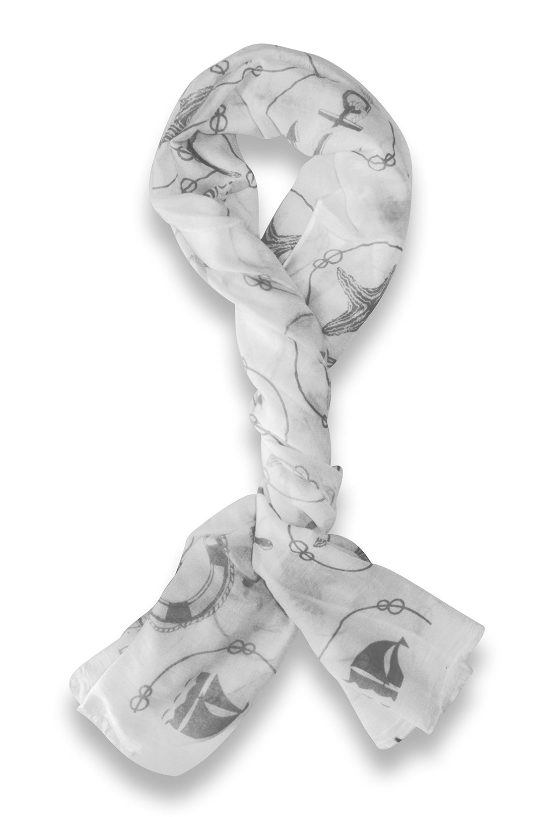 Peach Couture All Season's Nautical Shell Seahorse design Light Fringe Shawl Scarf Grey Circle