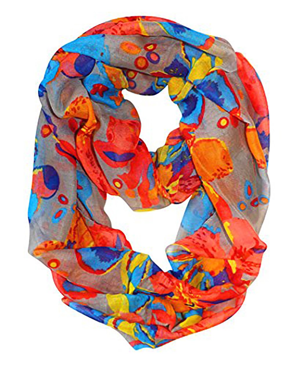 Peach Couture Paint The Town Red Cherry Blossom Floral Print Infinity loop Scarves Grey