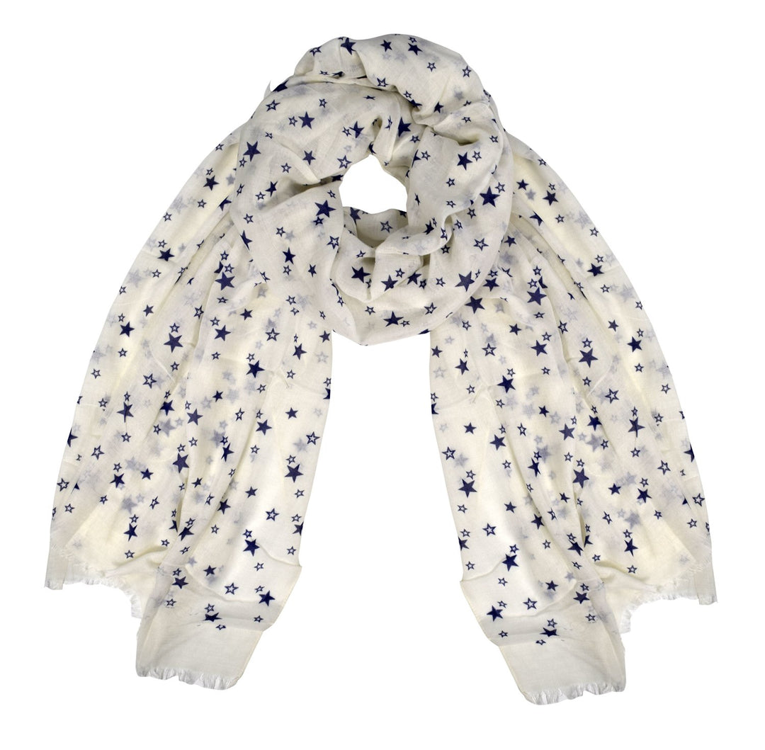 Peach Couture Womens Summer Fashion Light Weight Starry Scarf Shawls White Navy