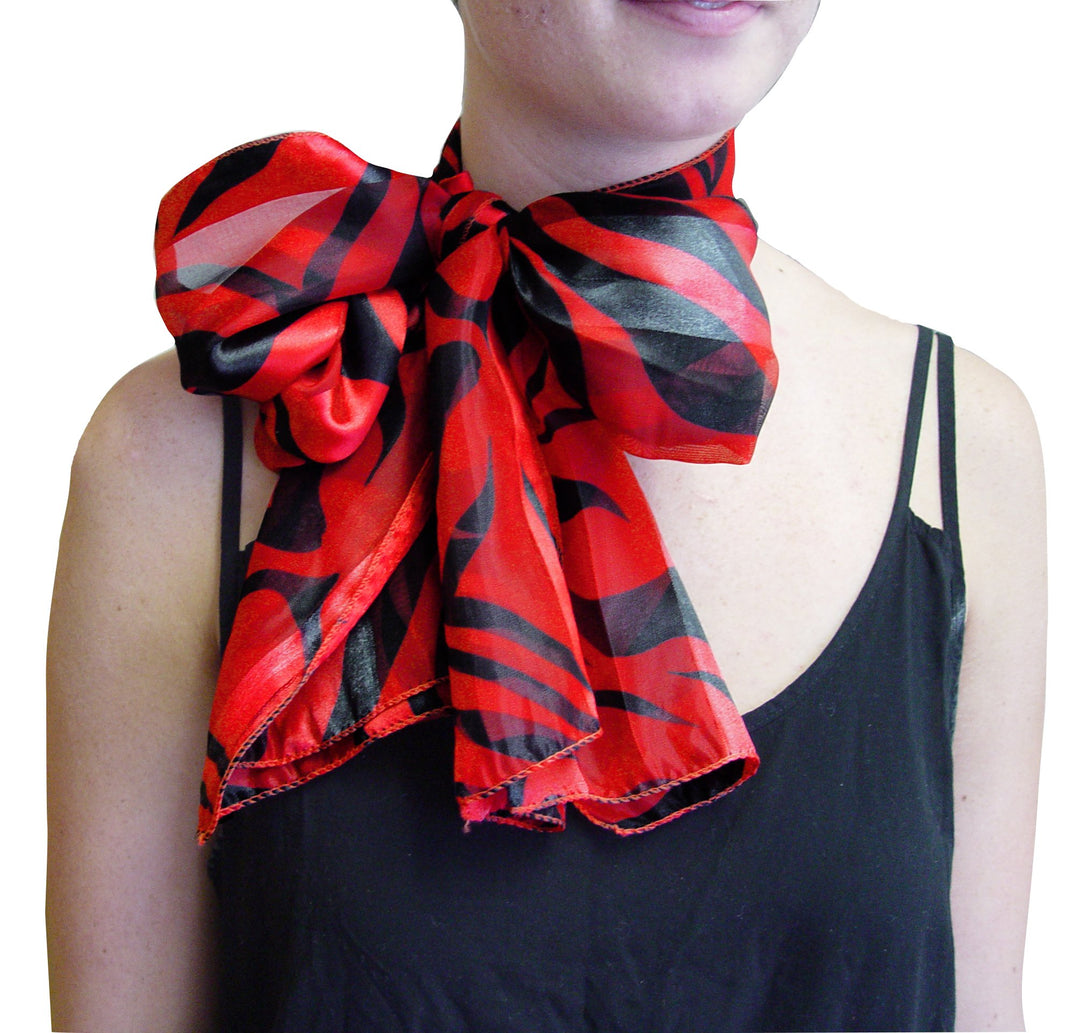 Peach Couture Silk Feel Throwback Neck Scarf Vintage Neck Tie Red Zebra