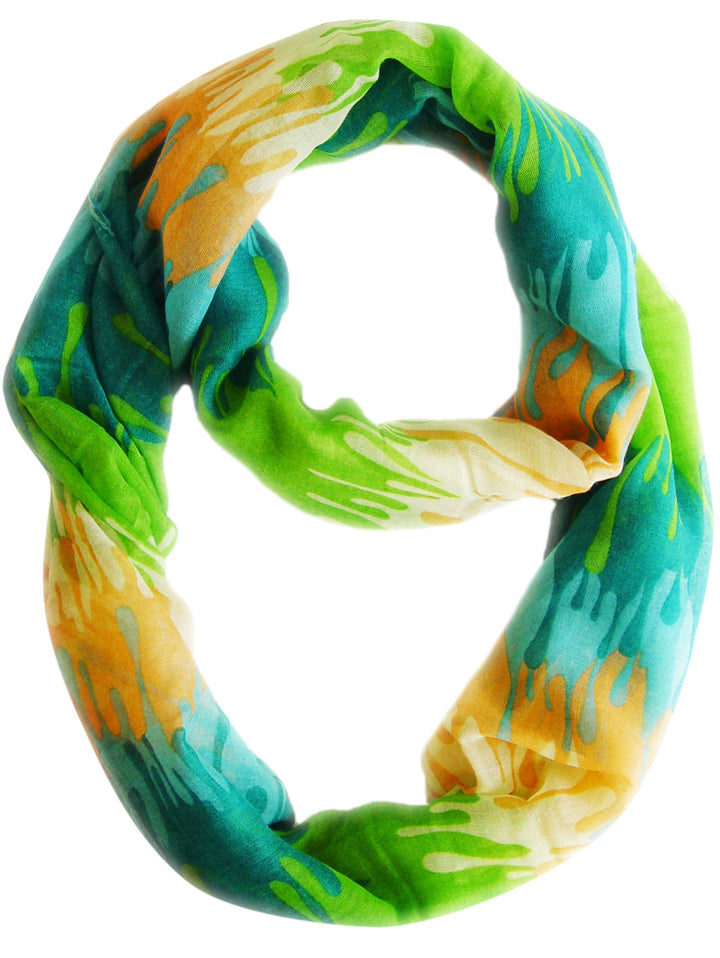 Trendy Abstract Multicolored Paint Design Infinity Loop Scarf-wrap (Green)