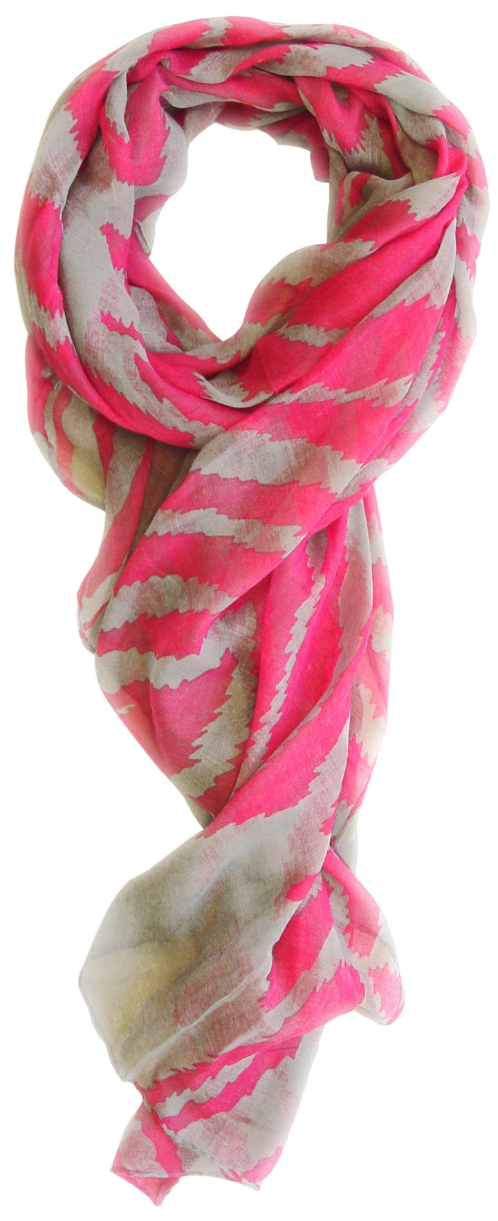 Summer spring shawl wrap scarf featuring a pink and grey zebra animal print pattern.