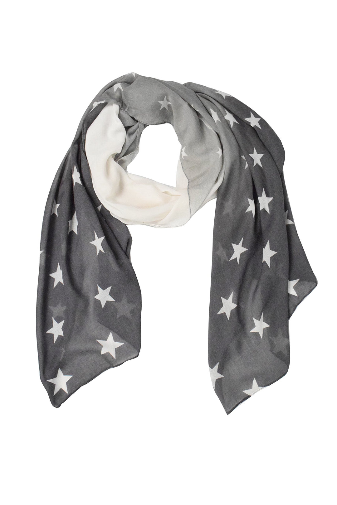 Peach Couture Exclusive Womens Vibrant Patriotic Fading Star Print Light Scarf (Grey)