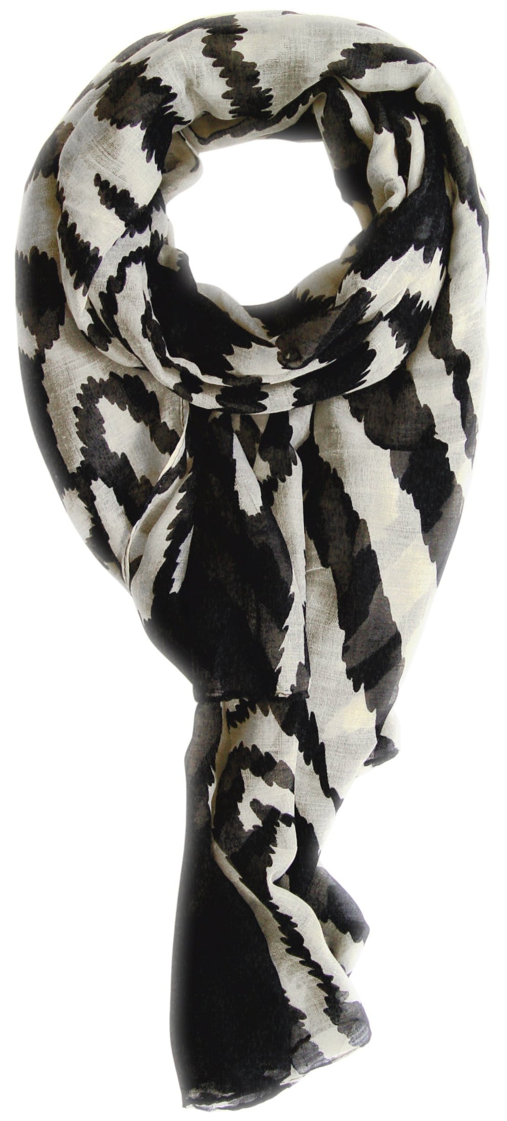 Summer spring zebra print animal print fashion graphic shawl wrap scarf in black and cream