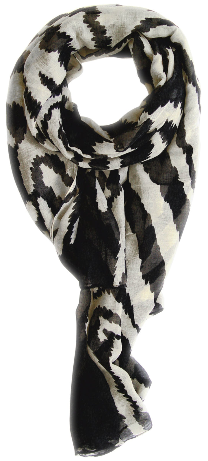 Summer spring zebra print animal print fashion graphic shawl wrap scarf in black and cream