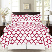 Home Collection Premium Quality Ultra Soft Reversible Fretwork Print Elegant Comforter Bed in Bag 8 Piece Set with Alternative Pillow Shams and Pillowcases Burgundy, Queen
