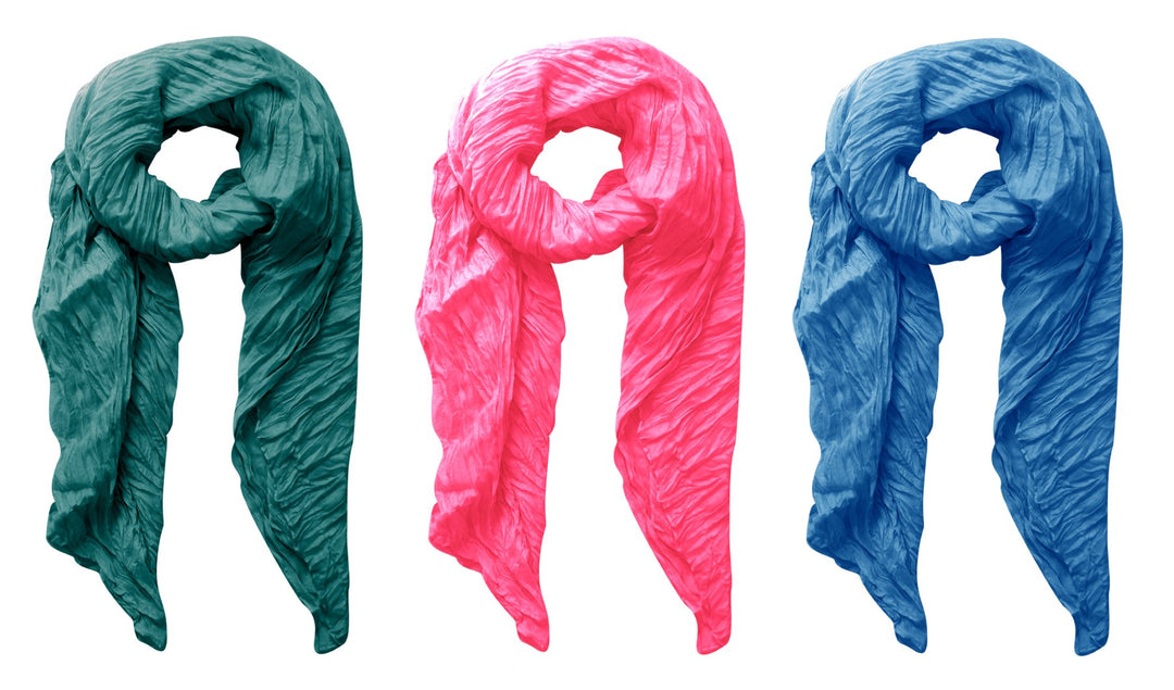 Peach Couture Solid Colorful Soft Crinkled Lightweight Versatile Cover Up Shawl Wrap Scarf (Blue,Fushsia,Teal)