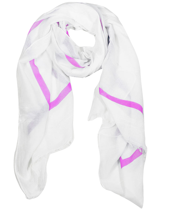 Vintage soft cotton blend block stripe shawl wrap scarf in fuchsia.