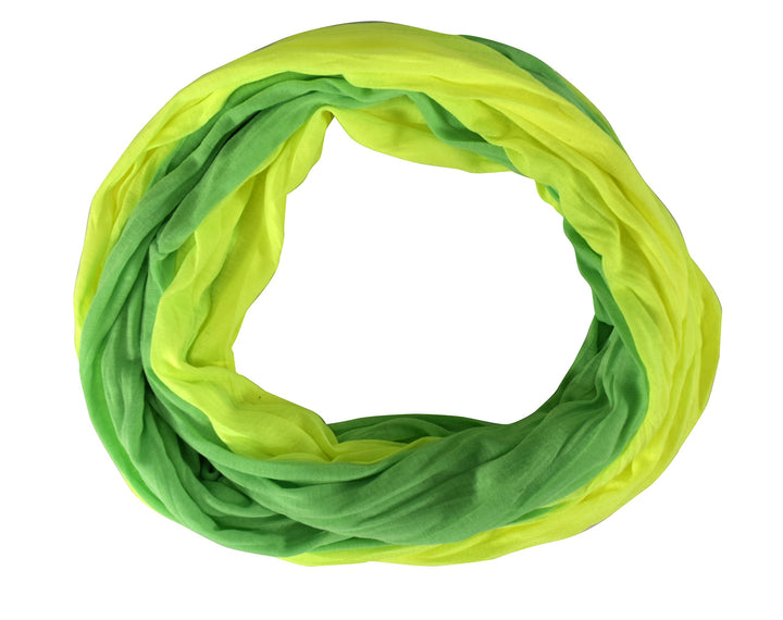 Chick Two Toned Infinity Lightweight Circle Loop Scarf Extra Long (Neon Green, Yellow)