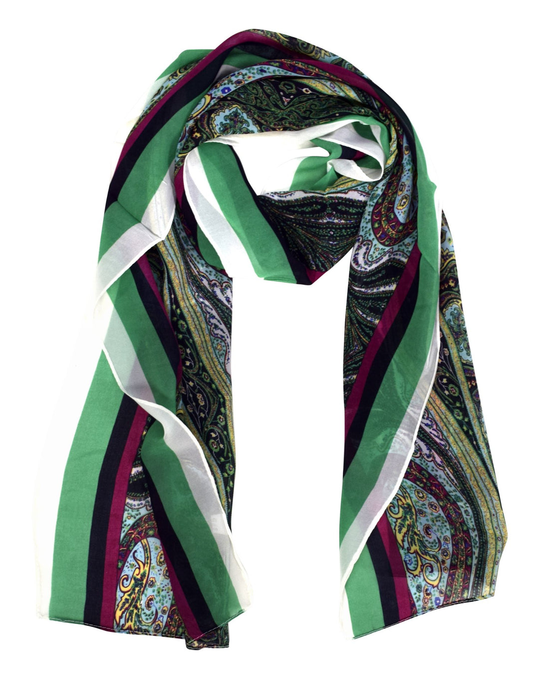 Summer Fashion Sheer Lightweight Paisley Stole Skinny Scarf Green