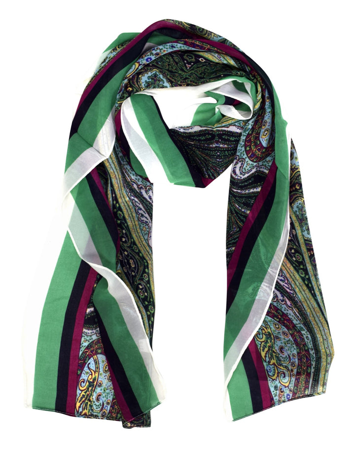 Summer Fashion Sheer Lightweight Paisley Stole Skinny Scarf Green