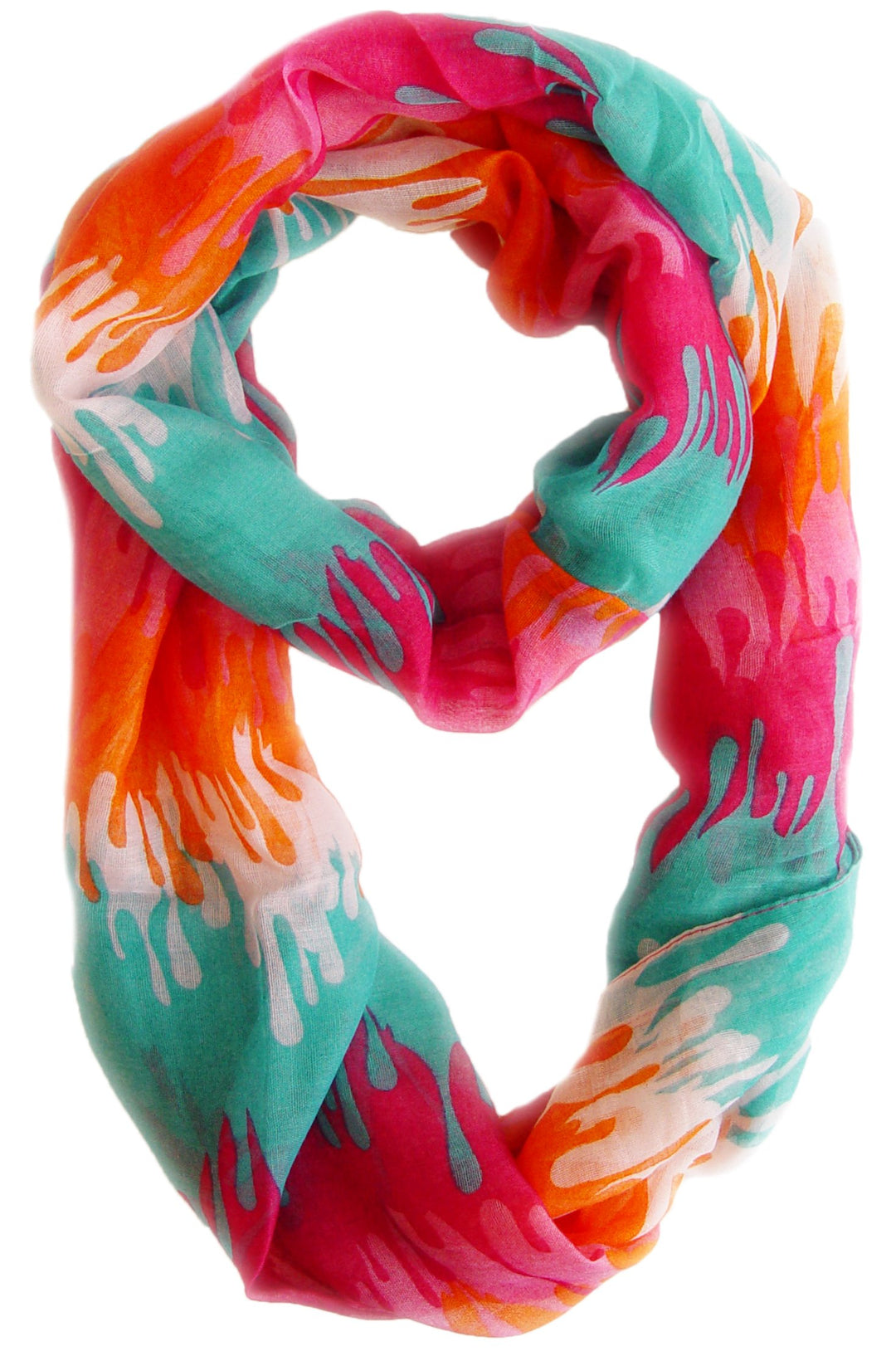 Peach Couture Trendy Abstract Multicolored Paint Design Infinity Loop Scarf/wrap (Pink/Orange)