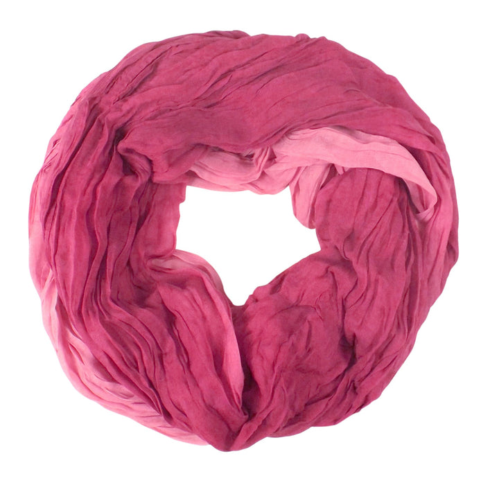 Fashion Lightweight Crinkled Infinity Loop Scarf - Neon - Faded - Ombre (Red)