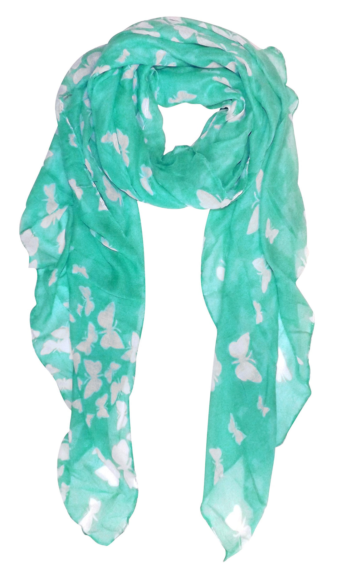 Peach Couture Lightweight Fabric Colorful Pretty Butterfly Print Fashion Scarf Shawl Wrap Mint