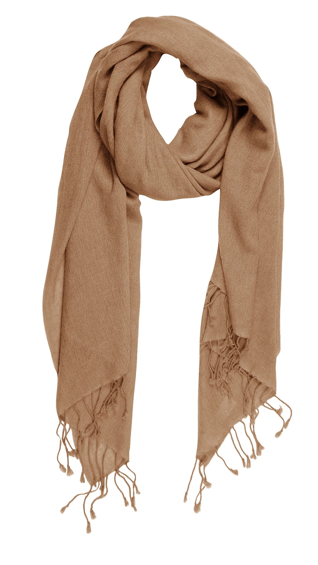 Peach Couture Soft and Elegant 100% Pure Wool Pashmina Shawl Wrap Scarves (Tan)