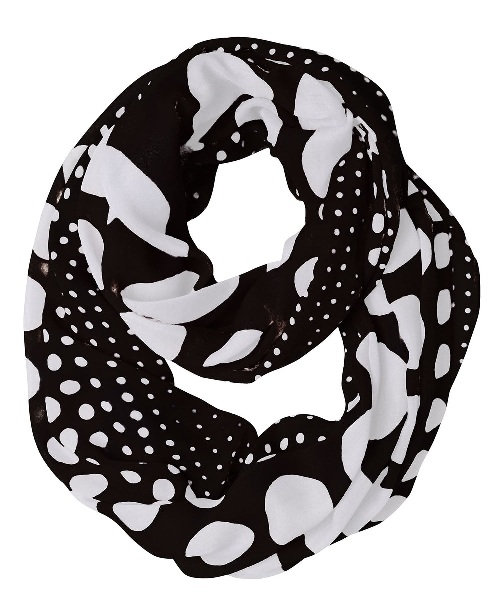 Vibrant vintage multicolored classic bright polka dot infinity loop scarf for women.