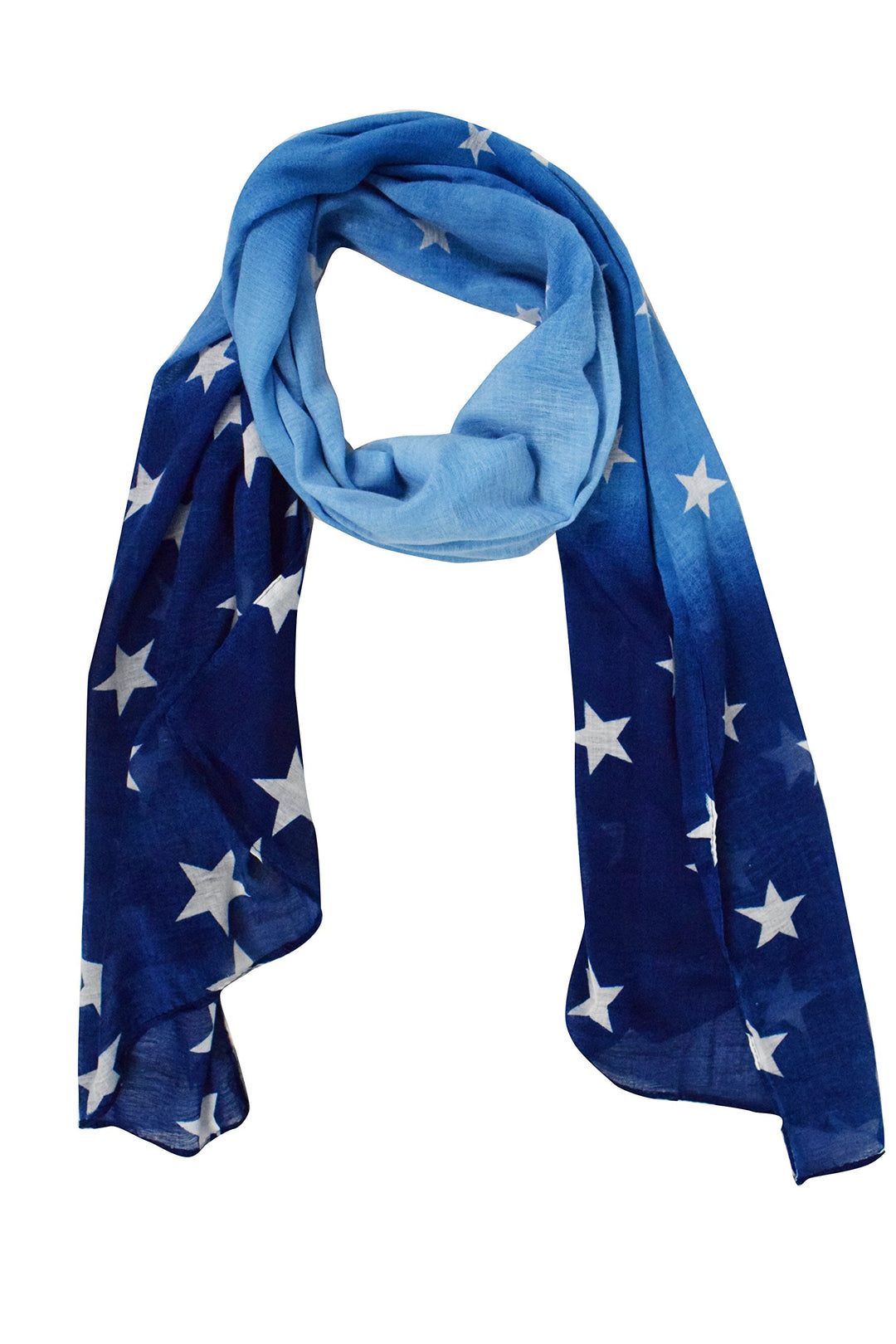Peach Couture Exclusive Womens Vibrant Patriotic Fading Star Print Light Scarf (Blue)