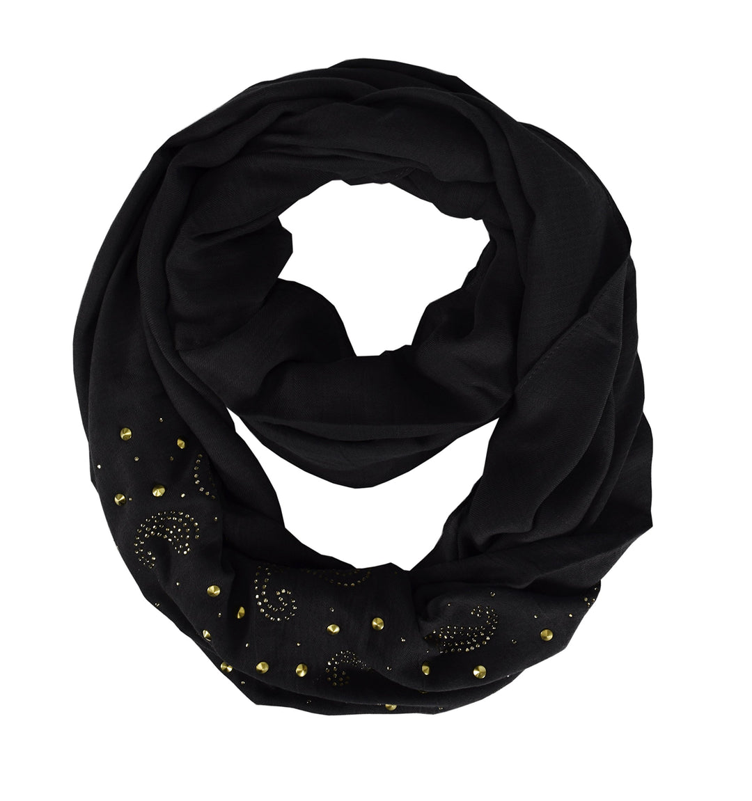 Peach Couture Vintage Embellished Paisley Sequin Infinity Scarf Circle Loop Black