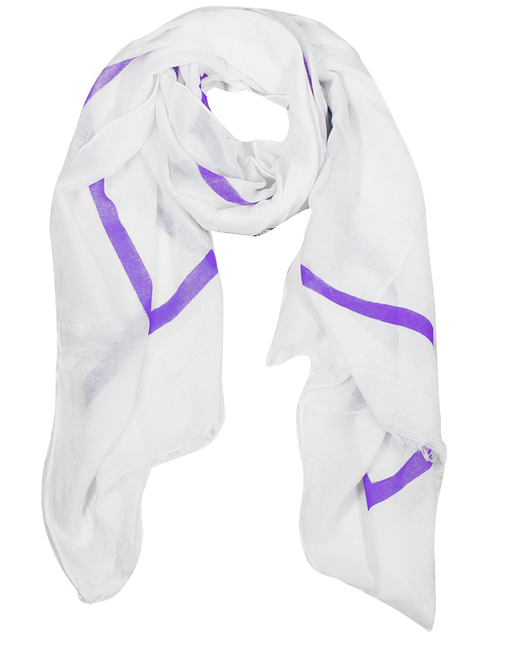 Vintage soft cotton blend block stripe shawl wrap scarf in lavender.