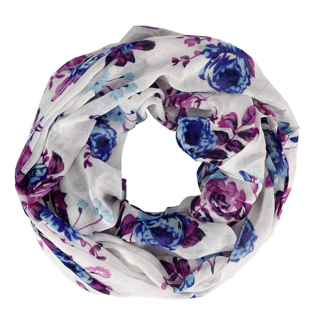 Peach Couture Womens Vintage Floral Rose Sheer Infinity Scarf Circle Loop Blue Purple
