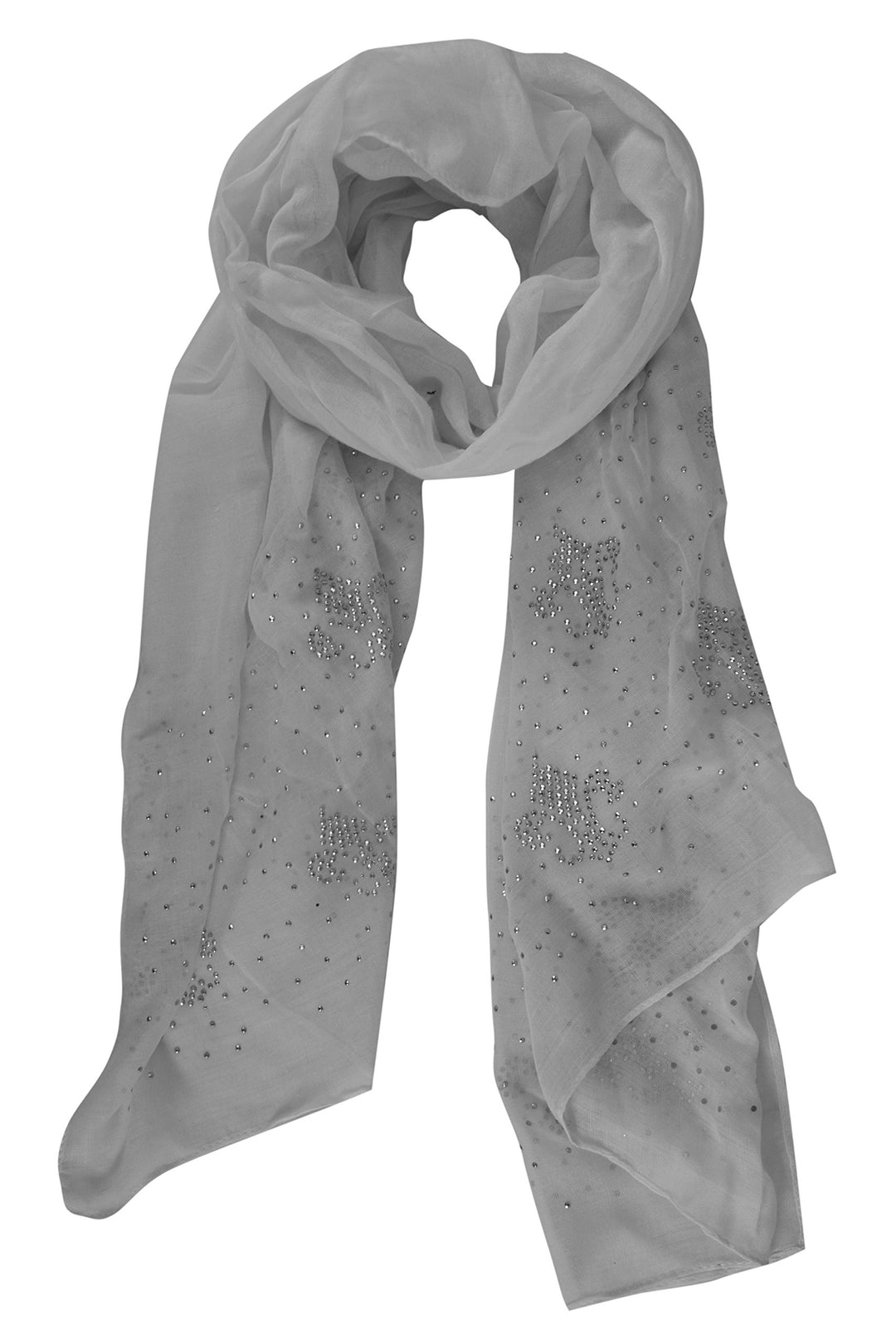 Peach Couture Glittering Rhinestone Studded Scarf Summer Shawl White