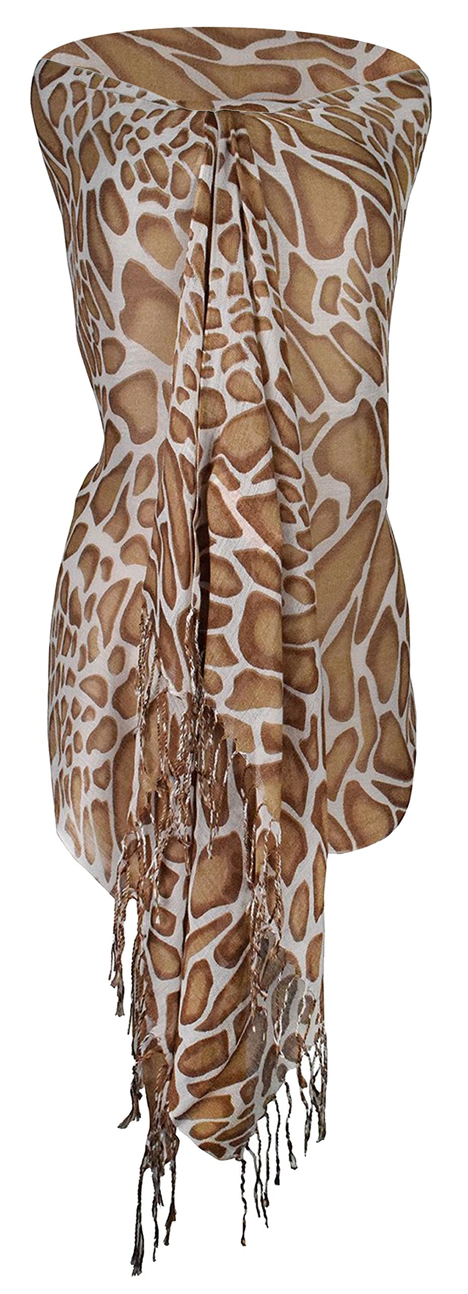 Stylish & Lightweight Giraffe Print Pashmina Scarf/shawl/wrap (Tan)