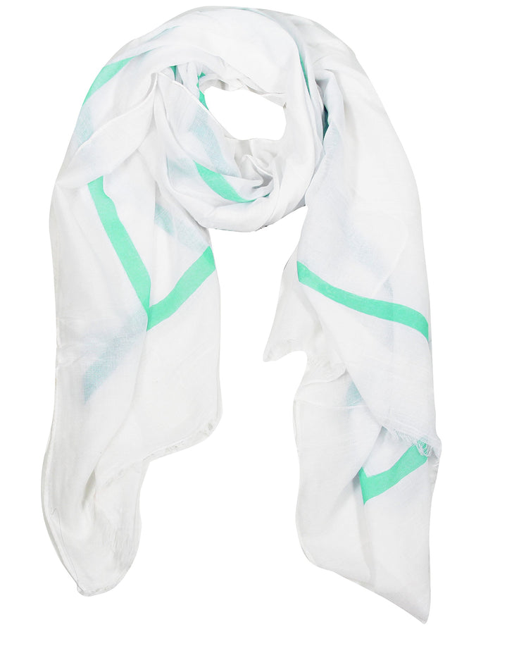 Vintage soft cotton blend block stripe shawl wrap scarf in mint.