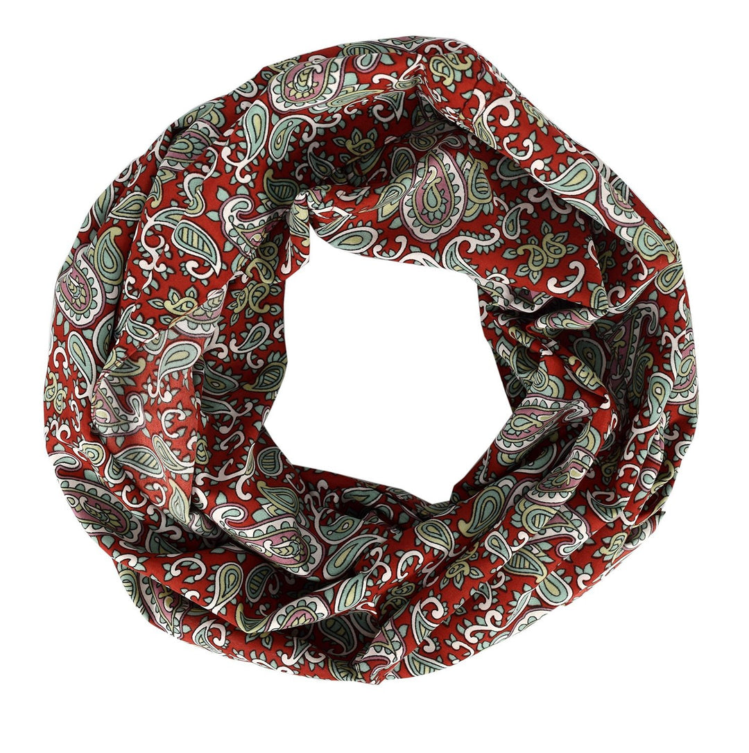 Peach Couture Summer Fashion Paisley Printed Infinity Loop Scarves Red