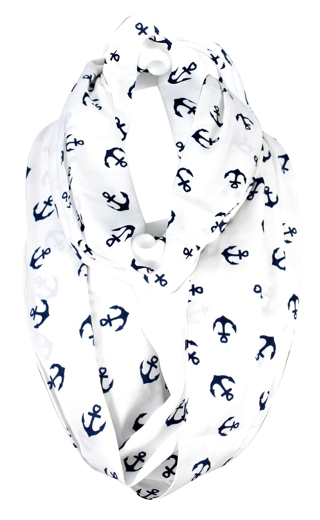 Peach Couture Anchor Print Cute Trendy All season Infinity Loop Scarves White Heart