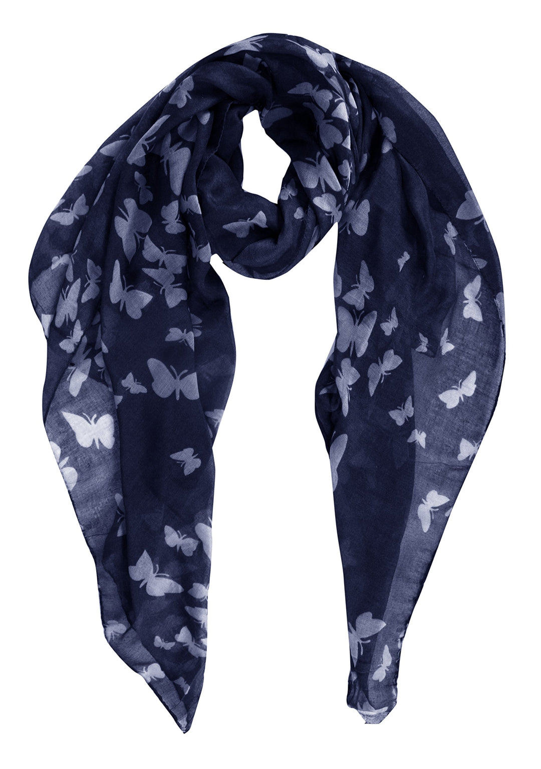Peach Couture Womens Cute Butterfly Sheer Flowy Lightweight Long Scarf Shawl Navy