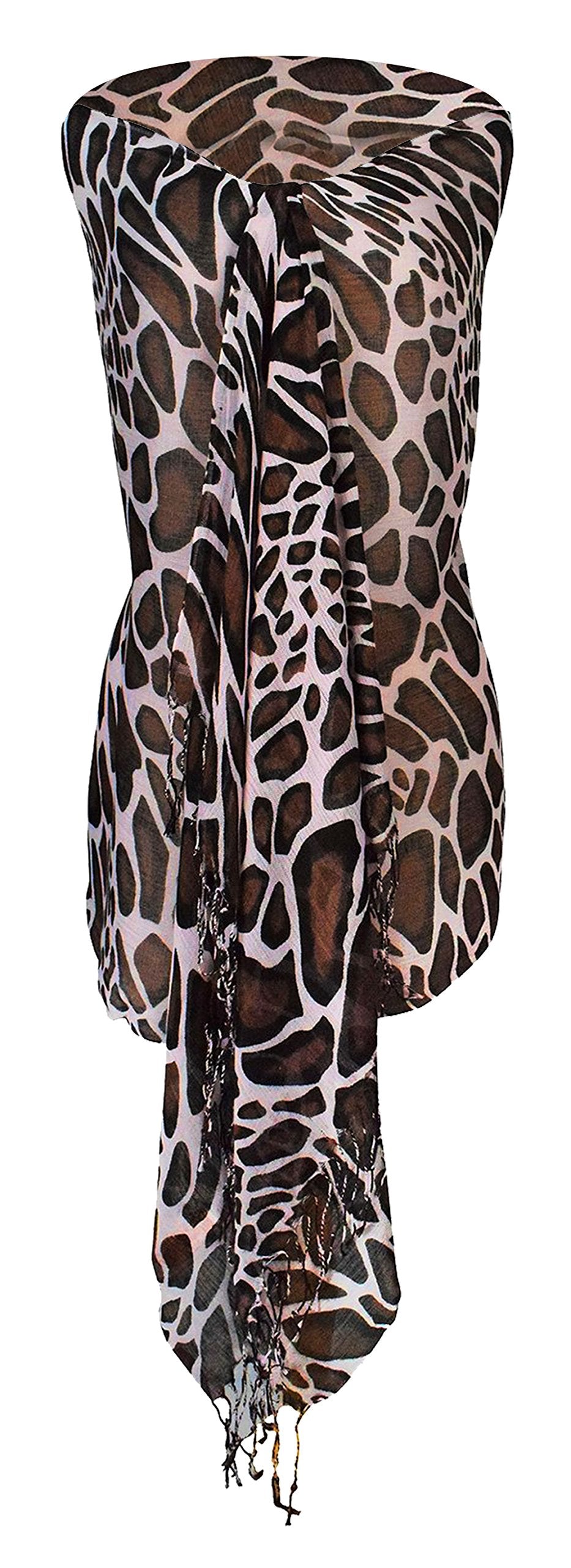 Peach Couture Stylish & Lightweight Giraffe Print Pashmina Scarf/shawl/wrap (Pink)
