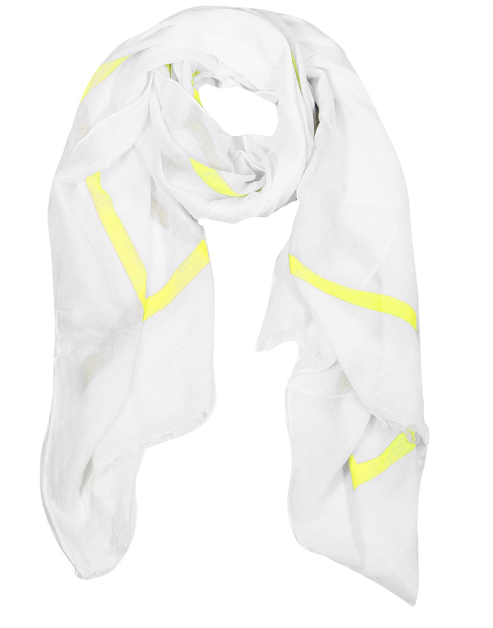 Vintage soft cotton blend block stripe shawl wrap scarf in yellow.