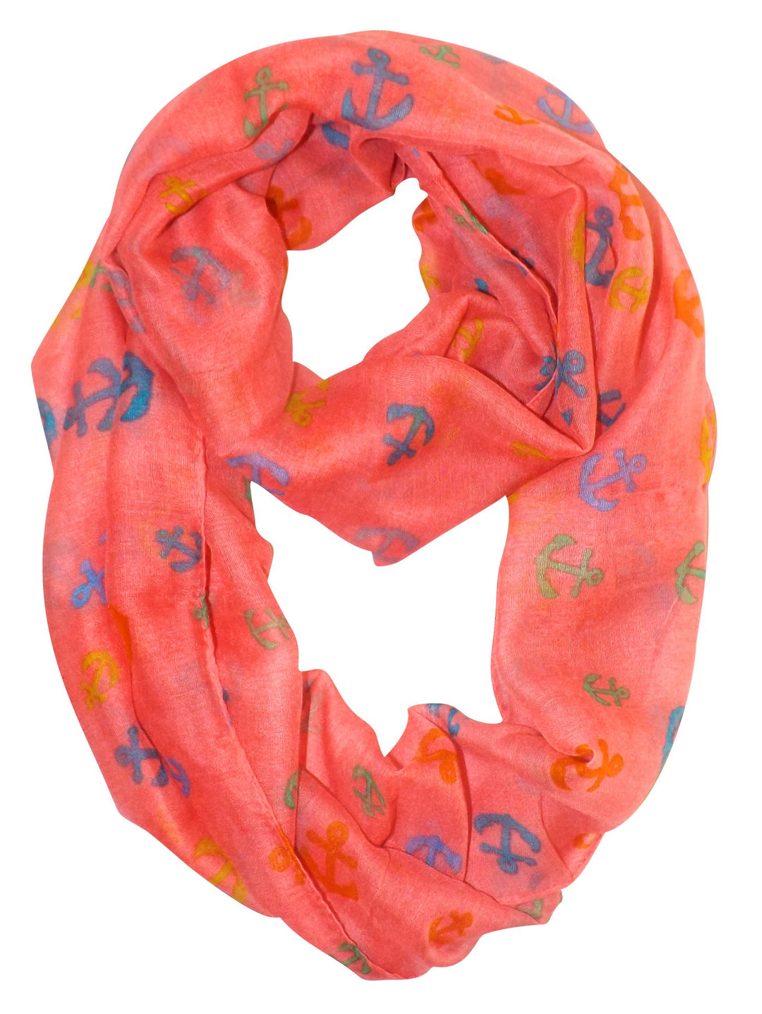 Peach Couture All season Infinity Loop Scarves Rainbow Anchor Print Pink