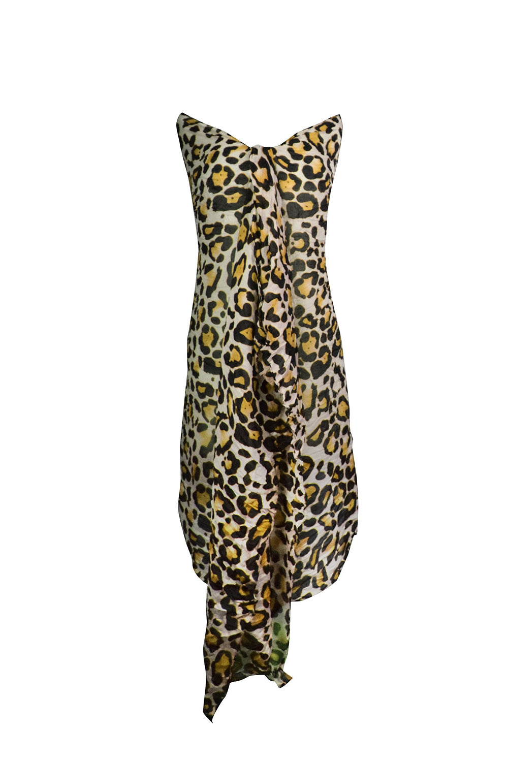 Yellow leopard animal print crinkle wrap scarf for women with a lightweight texture