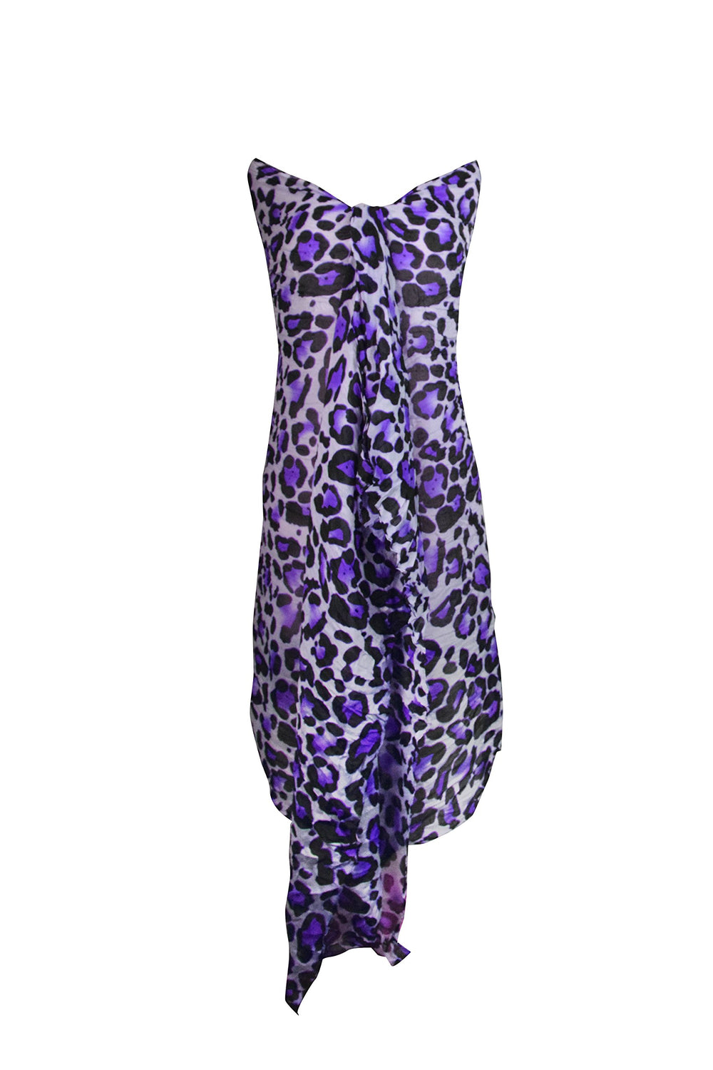 Trendy women's leopard animal print crinkle scarf wrap in purple color