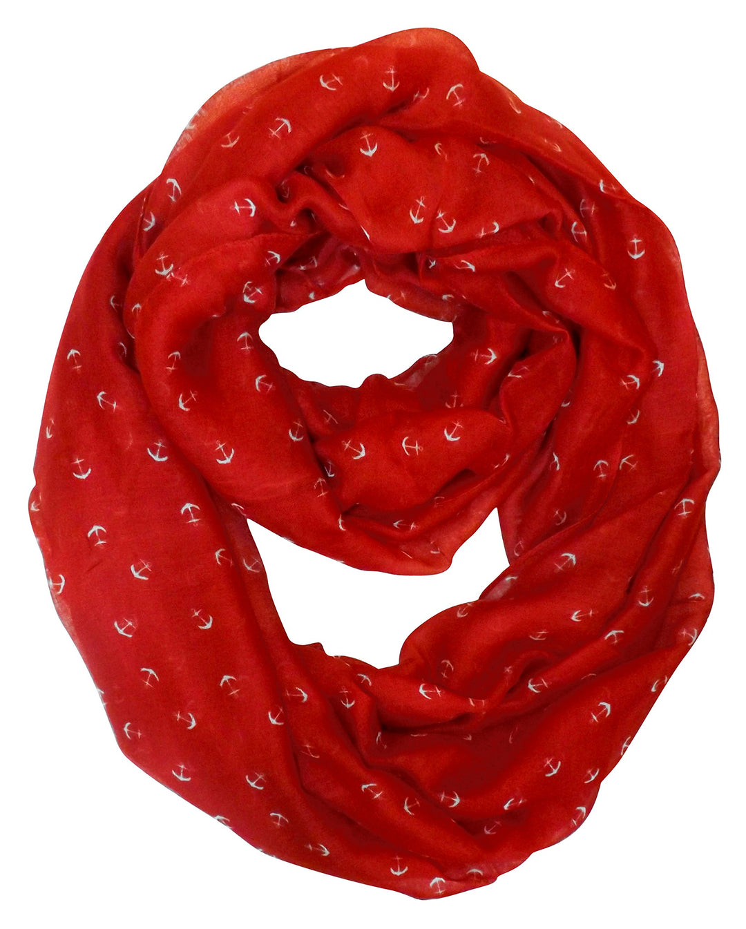Peach Couture Anchor Print Cute Trendy All season Infinity Loop Scarves Red