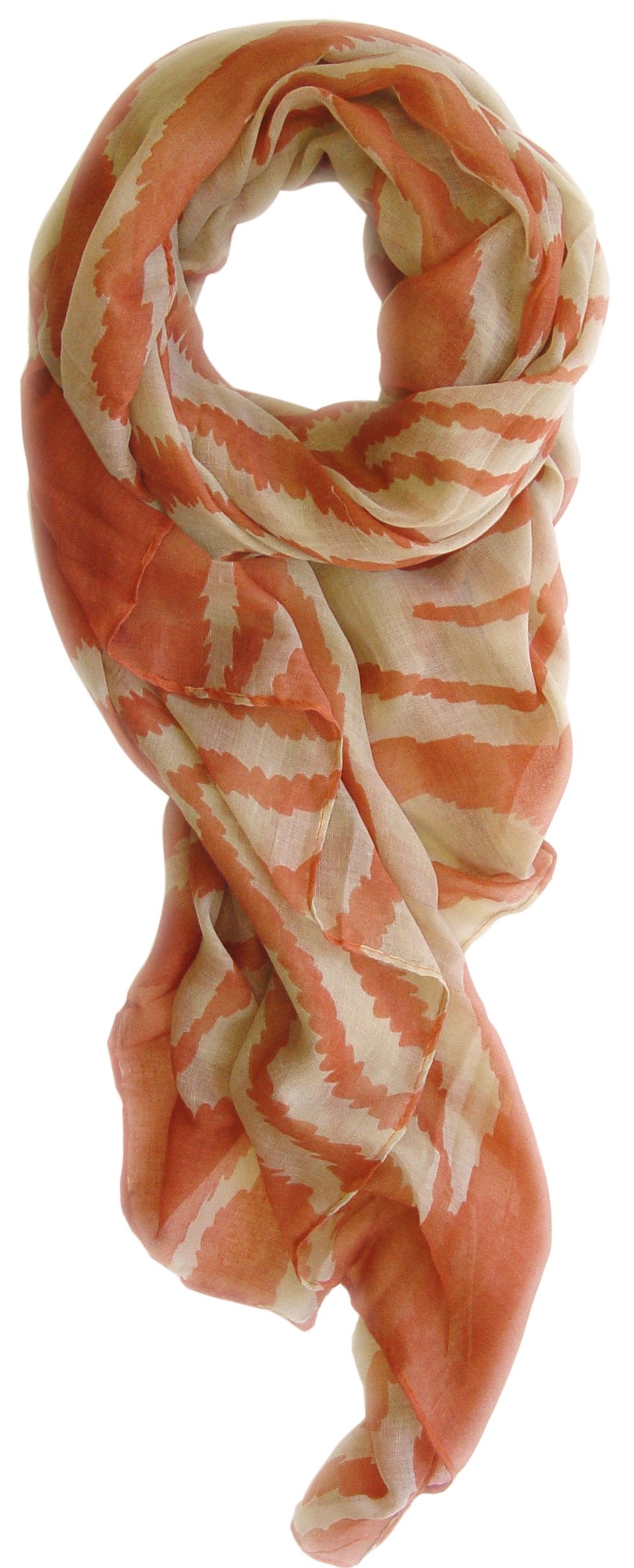 Zebra print shawl wrap scarf in rust and beige for summer and spring fashion