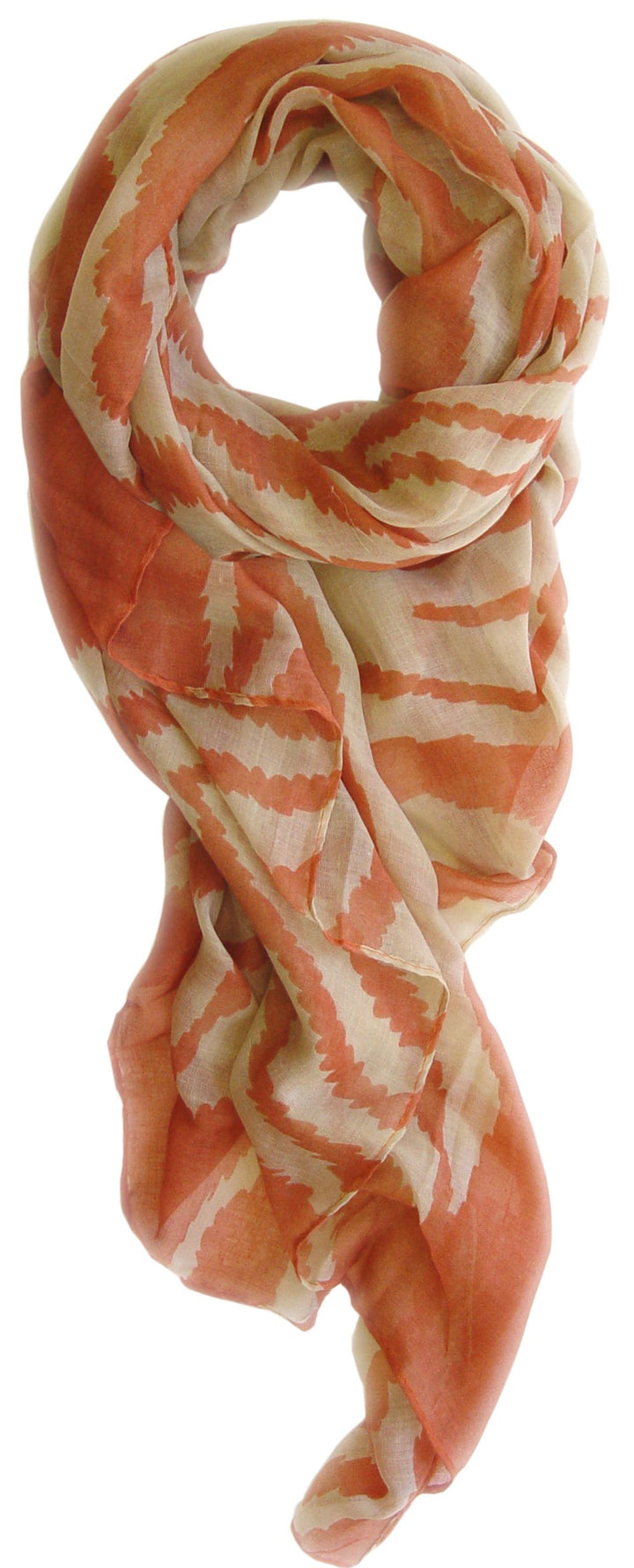 Zebra print shawl wrap scarf in rust and beige for summer and spring fashion