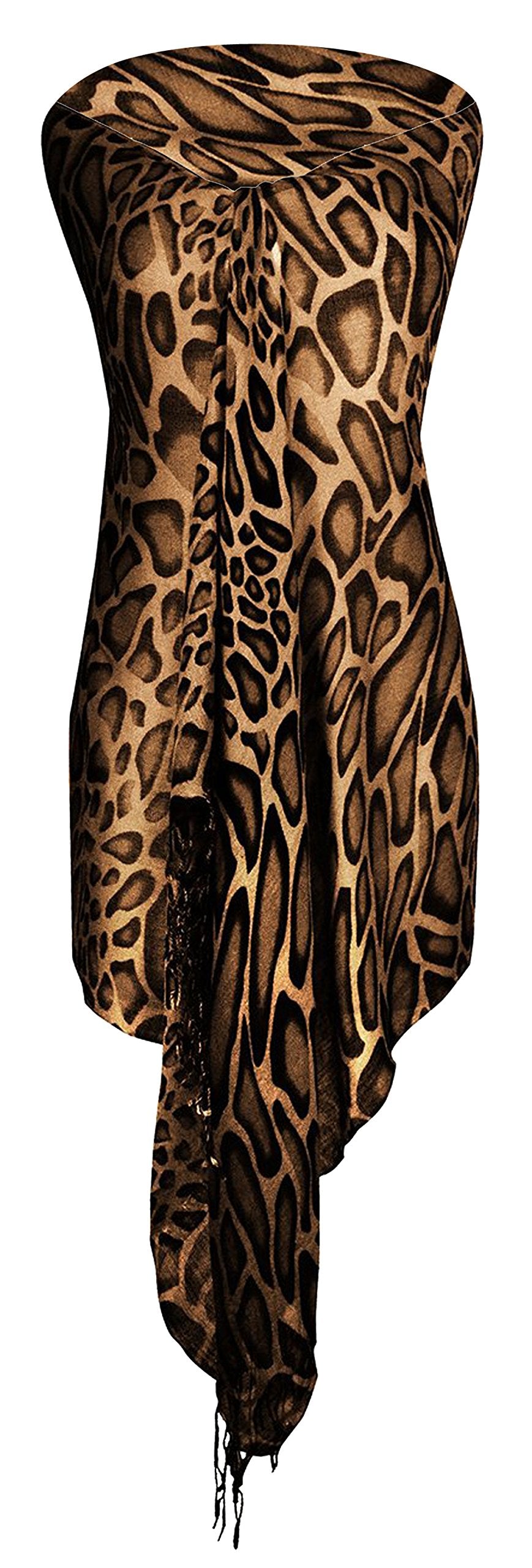 Peach Couture Stylish & Lightweight Giraffe Print Pashmina Scarf/shawl/wrap (Brown)