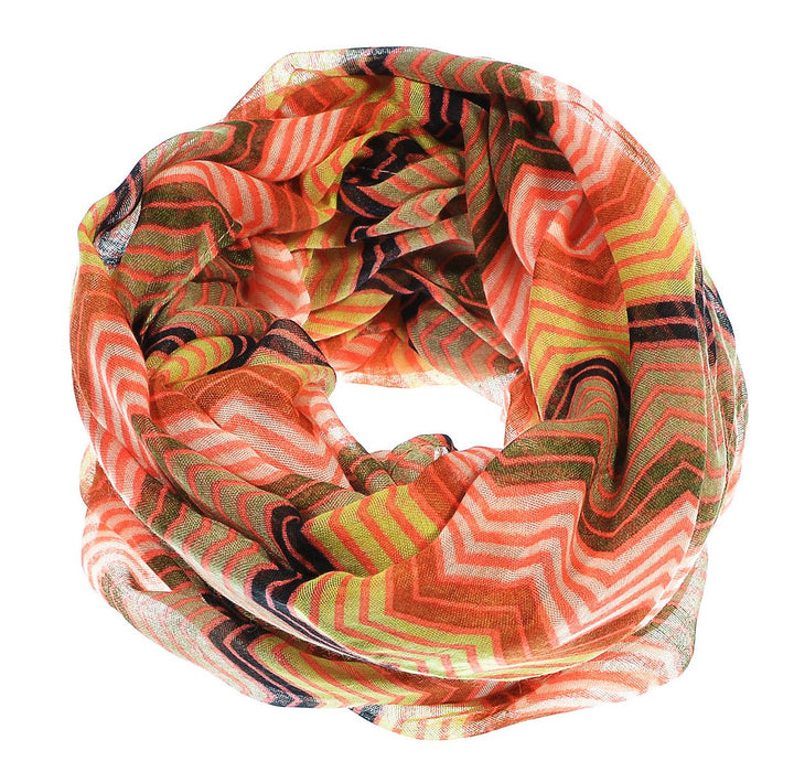 Modern Radiant Multicolored Chevron Geometric Infinity Loop Scarf (Hot Pink)