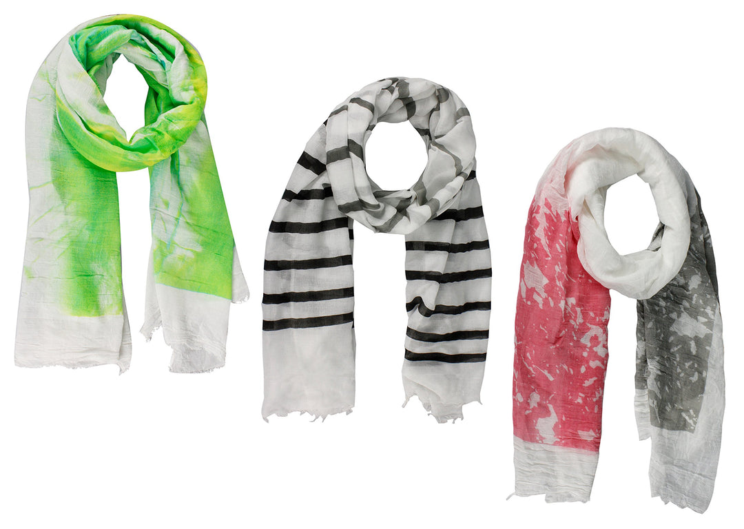 Peach Couture Womens Summer Shawls Wraps Long Scarf Set Striped Scarf Washed Print Green Coral Black