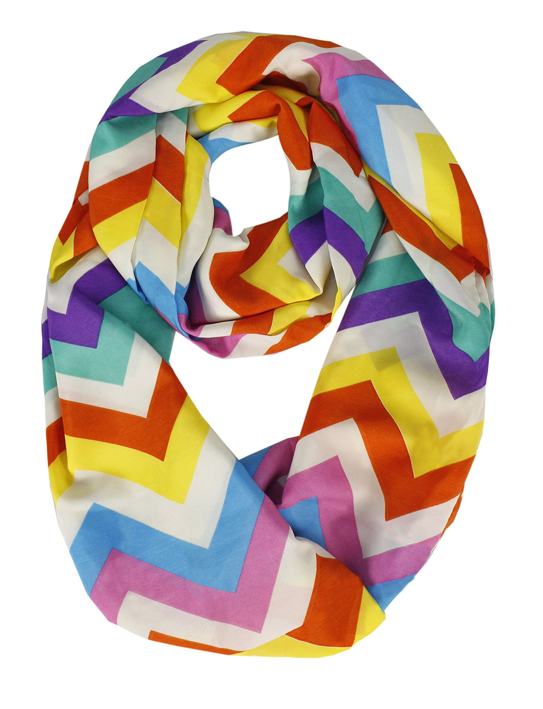 Peach Couture Bright and Beautiful Chevron Design Infinity Loop Scarves Posied Purple