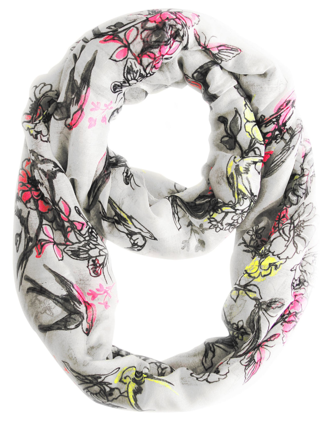 Peach Couture Paint The Town Red Cherry Blossom Floral Print Infinity loop Scarves Bright White
